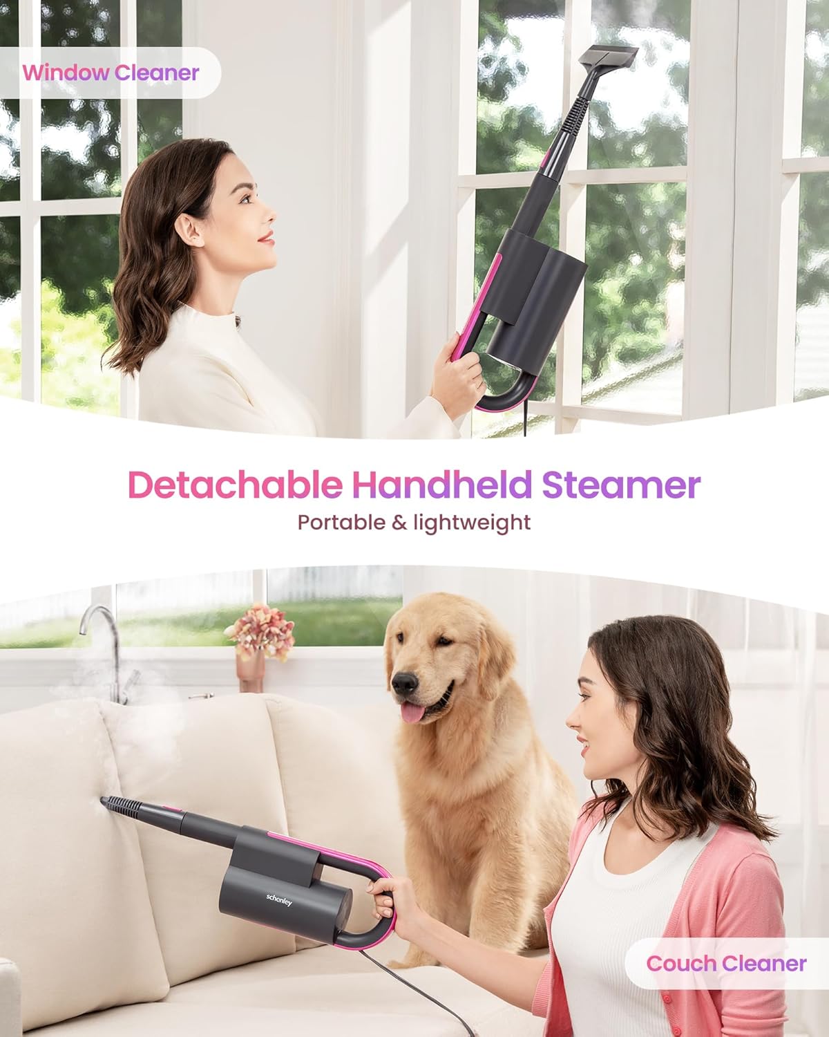 7-in-1 Steam Mop with Dual-Rod Design