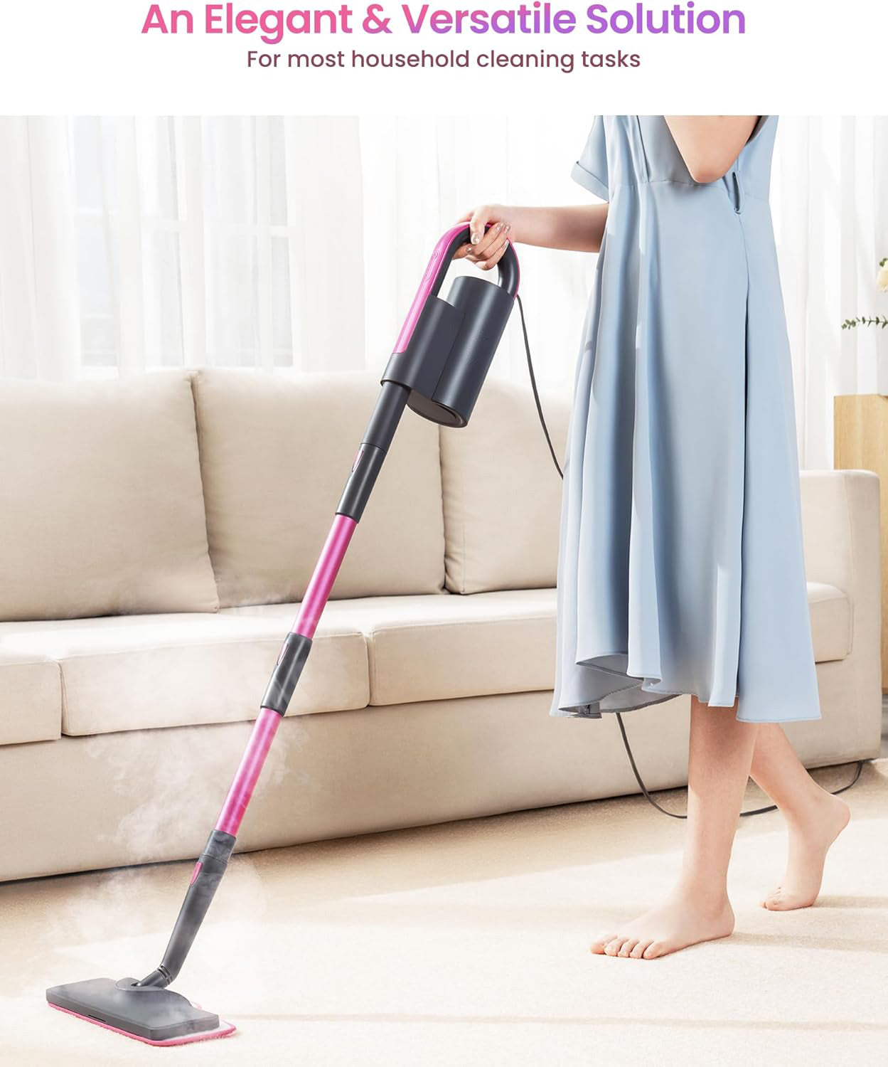 7-in-1 Steam Mop with Dual-Rod Design